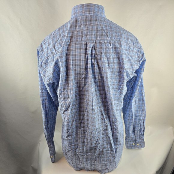 Peter Millar Shirt Mens Large Blue Button Up Plaid Check Casual Stretch Preppy - Picture 7 of 10